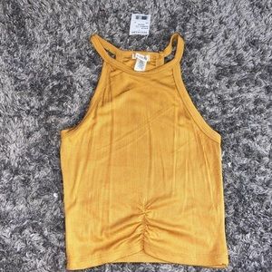 Yellow Ribbed Halter Top